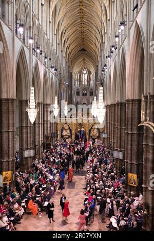 FOTO: JEFF GILBERT 06. Mai 2023. Die Gäste kommen an und werden vor der Ankunft der King and Queen Consort in Westminster Abbey platziert. Charles und Ca Stockfoto