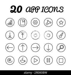 20 app-Symbole, Ui Kit Symbole in Vektor, eps Stock Vektor