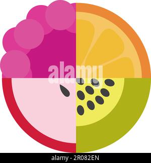 Vektorgrafik Frucht von Beeren, Orange, Apfel und kiwi Stock Vektor
