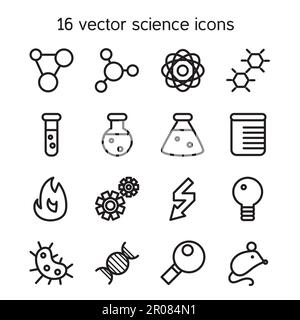 Wissenschaft stellen Icons. Labor Biologie Symbole. Vektor Stock Vektor