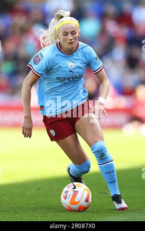 Chloe Kelly von Manchester City während des Barclays Women Super League-Spiels im Prenton Park, Birkenhead. Foto: Sonntag, 7. Mai 2023. Stockfoto