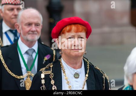 Glasgow, Schottland, Großbritannien. 7. Mai 2023. Zur Feier der Krönung von König Karl III Kredit: Skully/Alamy Live News Stockfoto