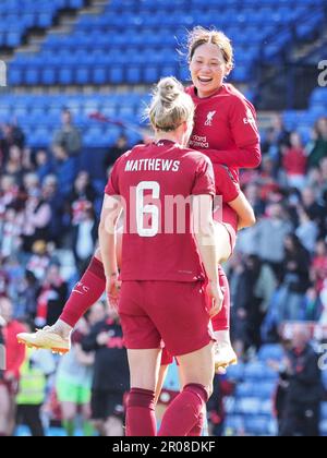 Liverpool, Großbritannien. 07. Mai 2023. Liverpool, England, Mai 7. 2023: Liverpool feiert das Vollzeitspiel der Barclays Womens Super League zwischen Liverpool und Manchester City im Prenton Park in Liverpool, England (Natalie Mincher/SPP) Guthaben: SPP Sport Press Photo. Alamy Live News Stockfoto