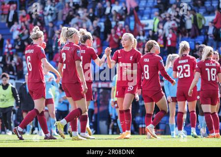 Liverpool, Großbritannien. 07. Mai 2023. Liverpool, England, Mai 7. 2023: Liverpool feiert das Vollzeitspiel der Barclays Womens Super League zwischen Liverpool und Manchester City im Prenton Park in Liverpool, England (Natalie Mincher/SPP) Guthaben: SPP Sport Press Photo. Alamy Live News Stockfoto