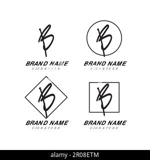 Stilvolles Logo mit Buchstabe B Signature, handschriftlich Stock Vektor