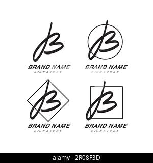 Stilvolles Logo mit Buchstabe B Signature, handschriftlich Stock Vektor