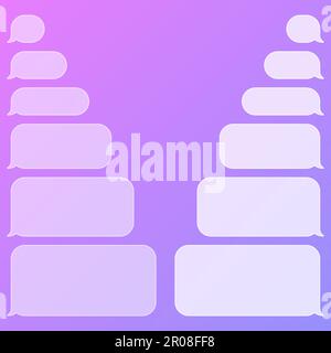 Leere transparente Bubbles mit verschiedenen Nachrichten auf farbenfrohem Hintergrund. Sprechblase für Chats oder Boten. SMS-Textrahmen. Kurznachricht wird gesendet. Vektor Stock Vektor