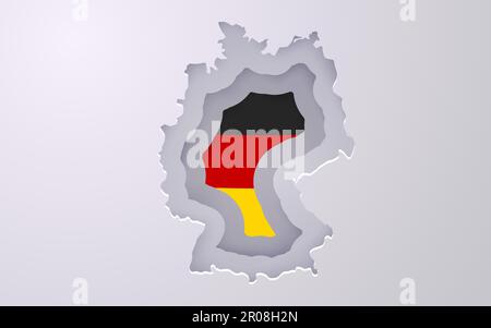 Kreative Deutschland-Karte mit Flaggenfarben im Papierschnitt. Vektordarstellung Stock Vektor