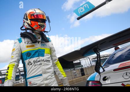 RAM Racing Mercedes-AMG GT3 Fahrer Raffaele Marciello während Runde 3 der British GT Championship von Intelligent Money auf der Silverstone Circuit in Northamptonshire. 07. Mai 2023 Foto: Jurek Biegus. Nur redaktionelle Verwendung, Lizenz für kommerzielle Verwendung erforderlich. Stockfoto