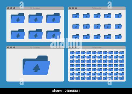 Desktop-Interface-Fenster mit Ordnern isoliert einfache ui-Vektor flache Illustration Stock Vektor
