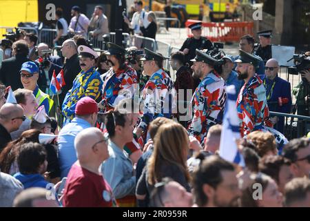 Liverpool, Großbritannien. 07. Mai 2023. Let 3 nimmt an der Big Eurovision Welcome Party der National Lottery in der St. George's Hall in Liverpool, Großbritannien, Teil. Foto: Sanjin Strukic/PIXSELL Credit: Pixsell/Alamy Live News Stockfoto