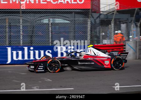 Monaco, Monaco. 06. Mai 2023. António Félix Da Costa (TAG Heuer Porsche Formel E Team) tritt während der Qualifizierungsphasen an. Die 6. Ausgabe des findet am Samstag, den 6. Mai 2023 statt und ist die 8. Runde der FIA ABB Formel E-Weltmeisterschaft. Der Gewinner ist Nick Cassidy (Envision Racing-Team). (Foto: Laurent Coust/SOPA Images/Sipa USA) Guthaben: SIPA USA/Alamy Live News Stockfoto