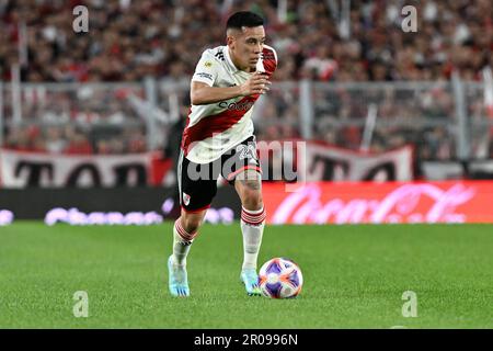 Buenos Aires, Argentinien, 07. Mai 2023. Esequiel Barco von River Plate, während des Spiels zwischen River Plate und Boca Juniors, für die argentinische Meisterschaft 2023, im Monumental de Nunez Stadium, in Buenos Aires am 07. Mai. Foto: Luciano Bisbal/DiaEsportivo/Alamy Live News Stockfoto