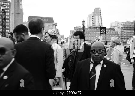 Der australische Musiker, Dichter, Sänger und Songwriter Nick Cave kommt früh zur Krönung von König Karl III. Stockfoto