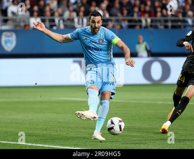 Troyes, Frankreich. 07. Mai 2023. Adil Rami von Troyes während des Fußballspiels der französischen Meisterschaft Ligue 1 zwischen Estac Troyes und Paris Saint-Germain am 7. Mai 2023 im l'Aube-Stadion in Troyes, Frankreich - Foto Jean Catuffe/DPPI Credit: DPPI Media/Alamy Live News Stockfoto