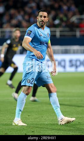 Troyes, Frankreich. 07. Mai 2023. Adil Rami von Troyes während des Fußballspiels der französischen Meisterschaft Ligue 1 zwischen Estac Troyes und Paris Saint-Germain am 7. Mai 2023 im l'Aube-Stadion in Troyes, Frankreich - Foto Jean Catuffe/DPPI Credit: DPPI Media/Alamy Live News Stockfoto