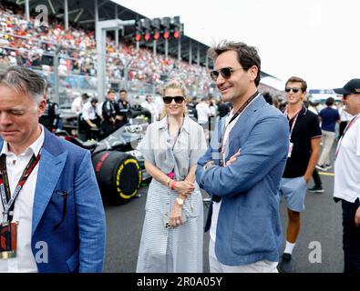 Miami Gardens, Etats Unis. 07. Mai 2023. Roger Federer während der Formel 1 Crypto.com des Miami Grand Prix 2023, 5. Runde der Formel-1-Weltmeisterschaft 2023 vom 05. Bis 07. Mai 2023 auf dem Miami International Autodrome, in Miami Gardens, Florida, Vereinigte Staaten von Amerika - Foto DPPI Credit: DPPI Media/Alamy Live News Stockfoto