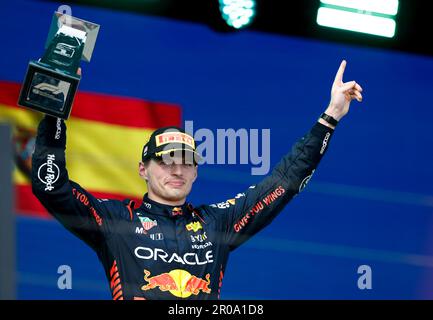 Miami Gardens, Etats Unis. 08. Mai 2023. VERSTAPPEN Max (Ned), Red Bull Racing RB19, Podium während des Formel 1 Crypto.com Miami Grand Prix 2023, 5. Runde der Formel-1-Weltmeisterschaft 2023 vom 05. Bis 07. Mai 2023 auf dem Miami International Autodrome, in Miami Gardens, Florida, Vereinigte Staaten von Amerika - Foto DPPI Credit: DPPI Media/Alamy Live News Stockfoto