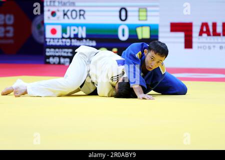 (L-R) Harim Lee (KOR), Naohisa Takato (JPN), 7. MAI 2023 - Judo : World Judo Championships Doha 2023 Männer -60kg Bronze Medal Match in Ali bin Hamad Al Attiyah Arena, Doha, Katar. (Foto: Naoki Nishimura/AFLO SPORT) Stockfoto