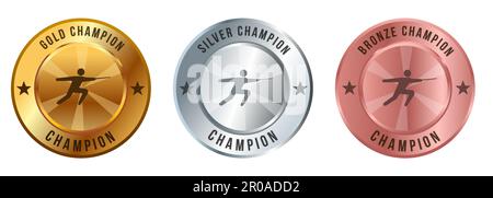 Fechtschwertzaun Gold Silber Bronzemedaille Sport-Championship-Preis Bester Gewinner-Wettbewerb-Preis Stock Vektor