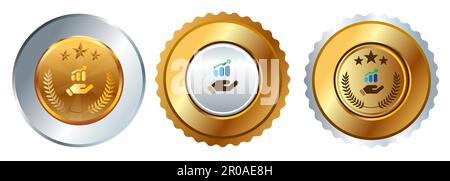 Hand mit Kartensymbol des Marketing Sales Business Gold Medal Competition Championship Preis Best Winner Wettbewerb Award Stock Vektor