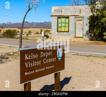 Das historische Postamt im Kelso Depot Visitor Center, Mojave National Preserve, Kalifornien, USA Stockfoto