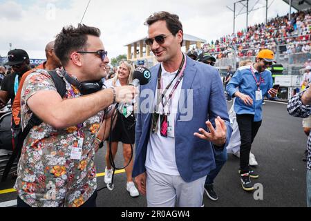 Roger Federer, Porträt während der Formel 1 Crypto.com des Miami Grand Prix 2023, 5. Runde der Formel-1-Weltmeisterschaft 2023 vom 05. Bis 07. Mai 2023 auf dem Miami International Autodrome, in Miami Gardens, Florida, Vereinigte Staaten von Amerika - Foto: Antonin Vincent/DPPI/LiveMedia Stockfoto