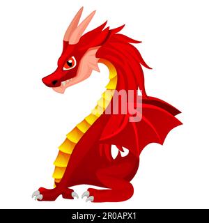 Süßer roter Drache auf weißem Hintergrund Stock Vektor