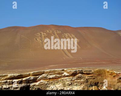 Geoglyphen im Pazifik schließen Paracas, Peru Stockfoto