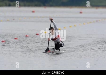 Andreas Dittmer, Aktion C1 einer Canadier.Kanu Welt Cup in Duisburg 14,6.2008. Stockfoto