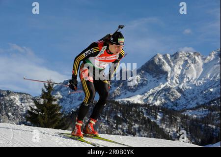 STEPHAN Christoph, Aktion.Biathlon Welt Cup in Hochfilzen 14.12.2008, 4x7,5 km Staffel der Herren. Stockfoto