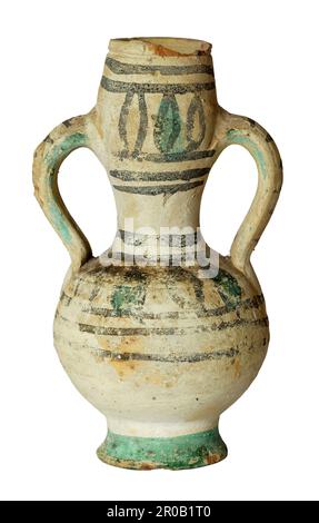 Amphora, klassische römische Amphora aus Nordafrika, isoliert auf weißem Hintergrund Stockfoto