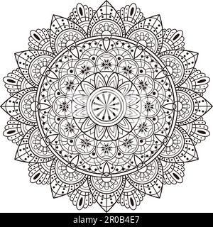 Mandala Ornament Design in Schwarz-Weiß isoliert auf weißem Hintergrund. Stock Vektor