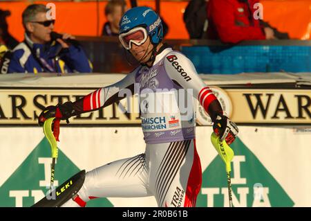 RAICH Benjamin Porträt im ziel, Slalom Ski Welt Cup in Garmisch Partenkirchen am 9.2.2008 Stockfoto