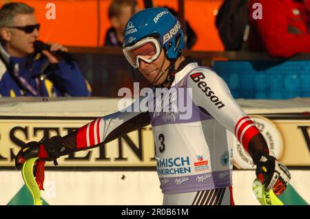 RAICH Benjamin Porträt im ziel, Slalom Ski Welt Cup in Garmisch Partenkirchen am 9.2.2008 Stockfoto