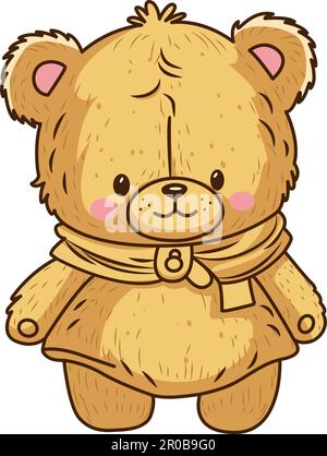 Vektorbraunes Bärenbaby mit braunem Schal-Symbol. Vektor-Teddybär-Symbol Stock Vektor