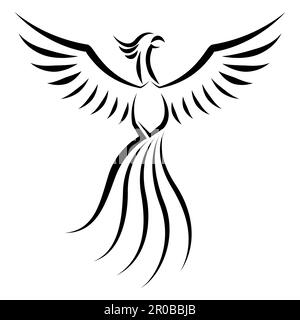 Schwarz-weiße Linien-Kunst des fliegenden phoenix gute Verwendung für Symbol Maskottchen Icon Avatar Tattoo T-Shirt Design Logo oder jedes andere Design Stock Vektor