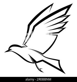 Schwarz-weiße Linienart des fliegenden Vogels gute Verwendung für Symbol Maskottchen Symbol Avatar Tattoo T-Shirt Design Logo oder andere Designs Stock Vektor