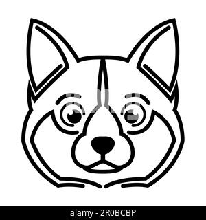 Schwarz-weiße Linienkunst des shiba-Hundekopfes. Gute Verwendung für Symbol, Maskottchen, Symbol, Avatar, Tattoo, T-Shirt-Design, Logo oder ein beliebiges Design. Stock Vektor