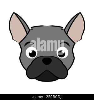Schwarz-weiße Linien-Kunst des französischen Bulldoggen-Kopfes gute Verwendung für Symbol Maskottchen Icon Avatar Tattoo T-Shirt Design Logo oder andere Designs Stock Vektor