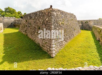 Spanische Kolonialfestung, Fort de San Felipe, Bacalar, Quintana Roo, Yucatan-Halbinsel, Mexiko Stockfoto