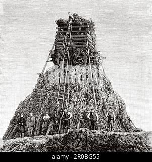 Great Malvern Great Signal Light, Großbritannien. Alte Gravur aus dem 19. Jahrhundert aus La Nature 1887 Stockfoto