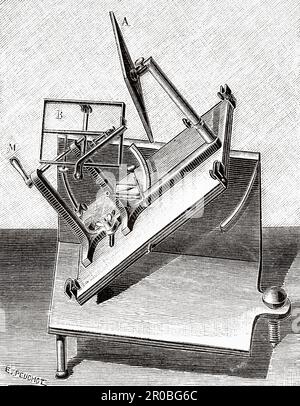 Optischer Telegrafenapparat von Leseurre. Alte Gravur aus dem 19. Jahrhundert aus La Nature 1887 Stockfoto