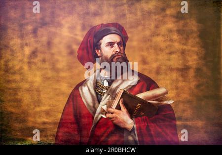 Marco Polo, c. 1254–1324, italienischer Händler, Forscher und Autor, digital bearbeitet Stockfoto