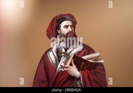 Marco Polo, c. 1254–1324, italienischer Händler, Forscher und Autor, digital bearbeitet Stockfoto