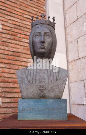 Valladolid, Spanien - 18. Juli 2020: Königin Isabella I. von Kastilien. House Museum of Columbus und Forschungszentrum für amerikanische Geschichte, Valladolid, Stockfoto