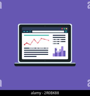 Webvorlage und Elemente für die Website des Blogs und Infografiken auf dem Computer. Vektor Stock Vektor