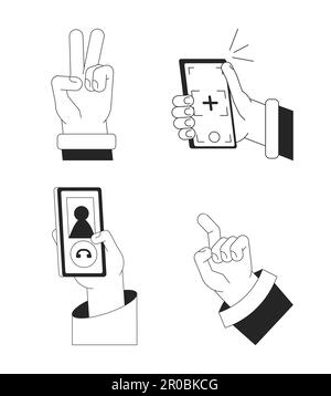 Millennials, Genz Hände bw Vektor-Spot-Zeichnungsset Stock Vektor