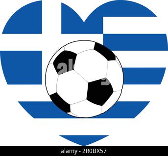 Griechische Griechische Flagge Fußball Herz Stock Vektor