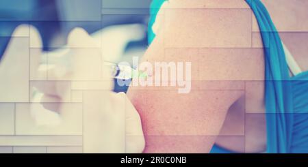 Doktor injiziert einem Patienten, geometrisches Muster Stockfoto